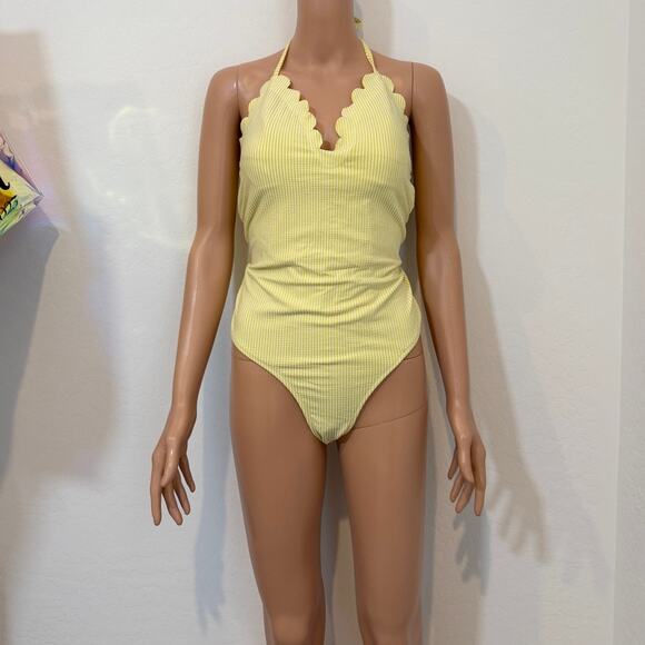 Jessica Simpson Scalloped Halter One-Piece Swimsuit - Picture 10 of 11